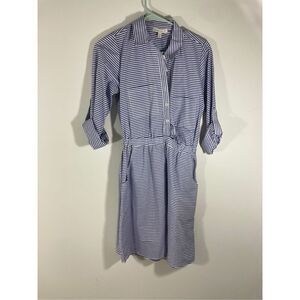 NWT Love Fire Women's Button Up Striped Mini Long Sleeve T-Shirt Dress